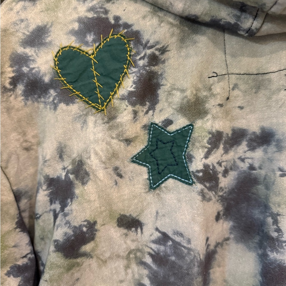 Double D Ranch Tie-Dye Hoodie with Embroidered Horse and Patches - Picture 6 of 11